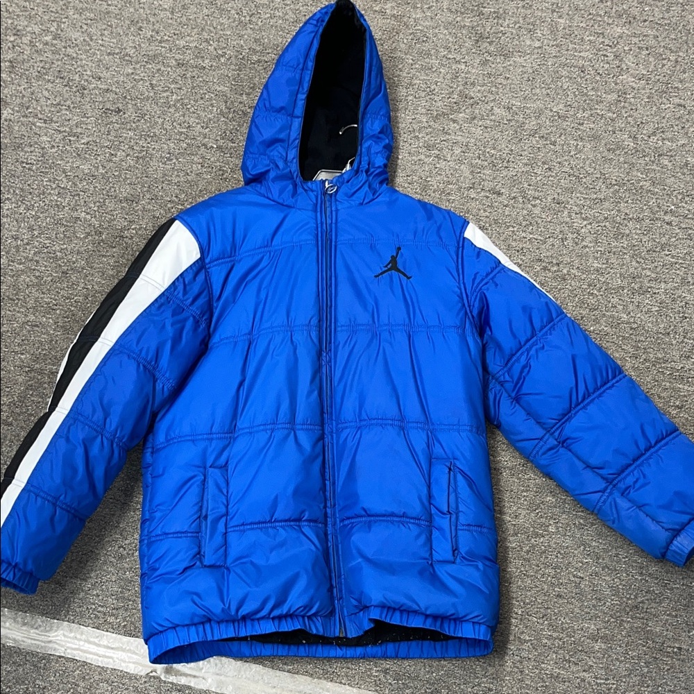 NIKE JORDAN  Blue Hooded Puffer Coat Jacket Youth XL